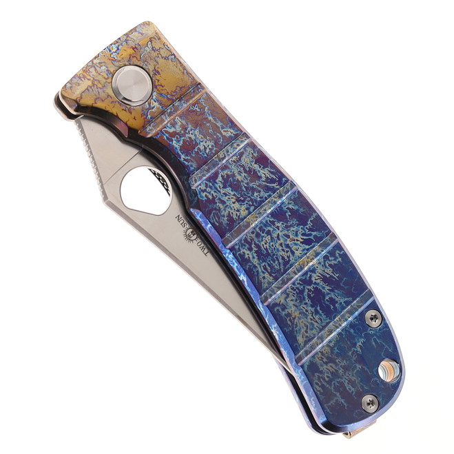 Two Sun Frame Lock Folding Knife Color Titanium Handle YJ01-V1