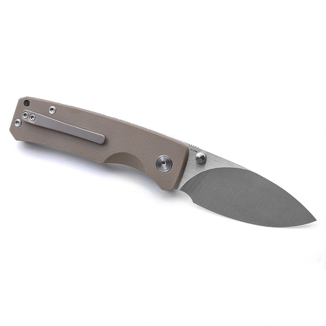 Miguron Pelora Folding Knife Tan G10 Handle 14C28N Dark Grey/Satin