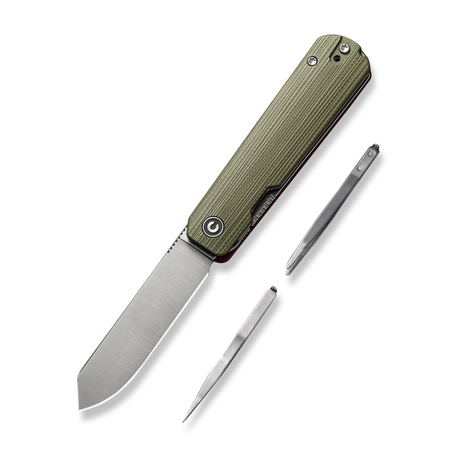 Civivi Sendy Folding Knife Green/Red G10 Handle Nitro-V Spey Point Plain Edge Satin Finish C21004B-1