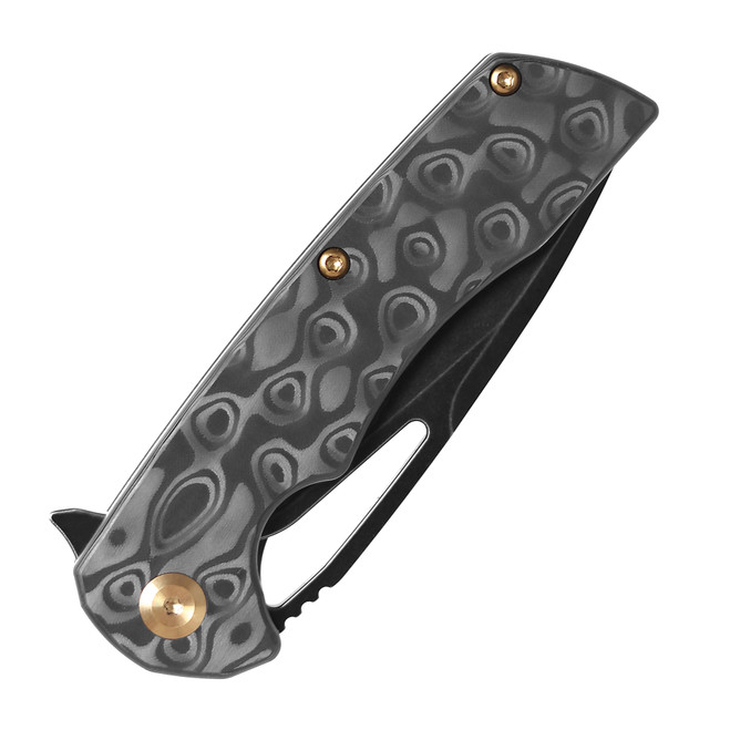 Kansept Kryo Folding Knife Black Rose Pattern Carbon Fiber Handle