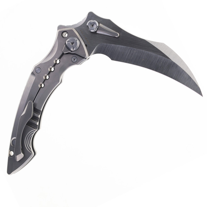 ナイフ Maxace Hela Folding Scythe Pocket Knife Grey Titanium Handle