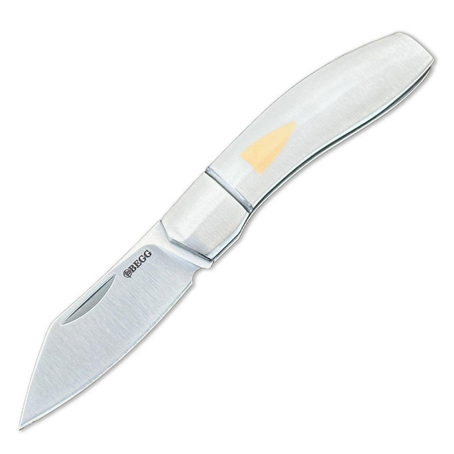 Begg Sheepfoot Mini Folding Knife Stainless Steel/Brass Handle 14C28N Plain Edge BG046