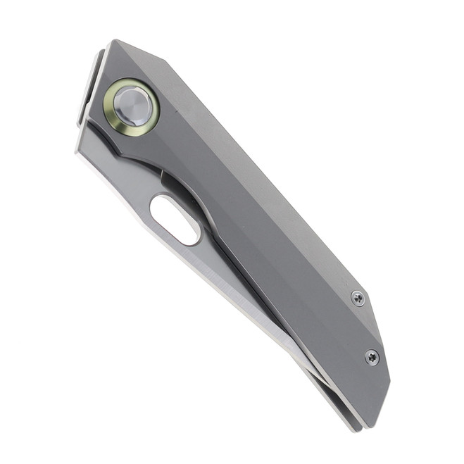 Two Sun Folding Knife Gray Titanium Handle M390 Plain Edge TS300-M390