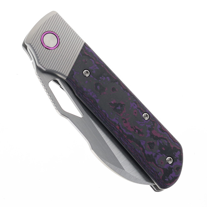 エバーグリーン Divo Knives Stout V2 Purple Haze Fatcarbon & Titanium Handle Satin