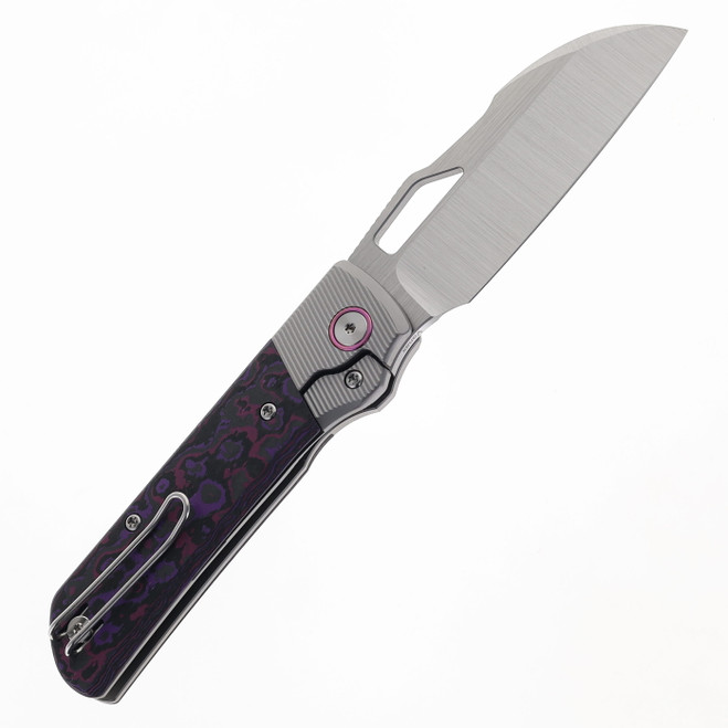 Divo Knives Stout V2 Purple Haze Fatcarbon & Titanium Handle Satin