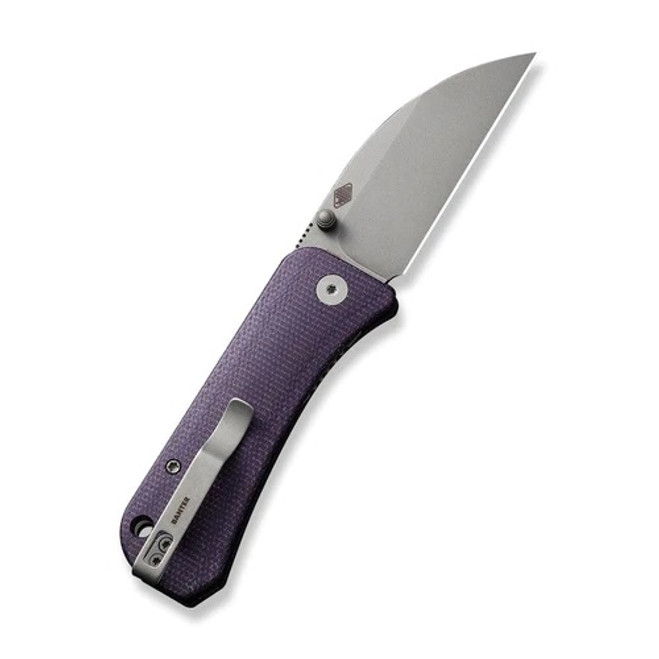 WE Banter Folding Knife Purple Canvas Micarta Handle S35VN