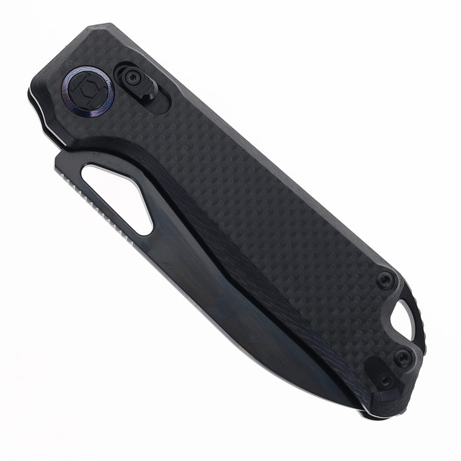Kunwu Pulsar XL Folding Knife Black Carbon Fiber Handle Elmax