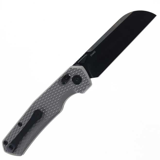 Kunwu Tux Chad Folding Knife Gray Titanium Handle PM60 Stonewashed