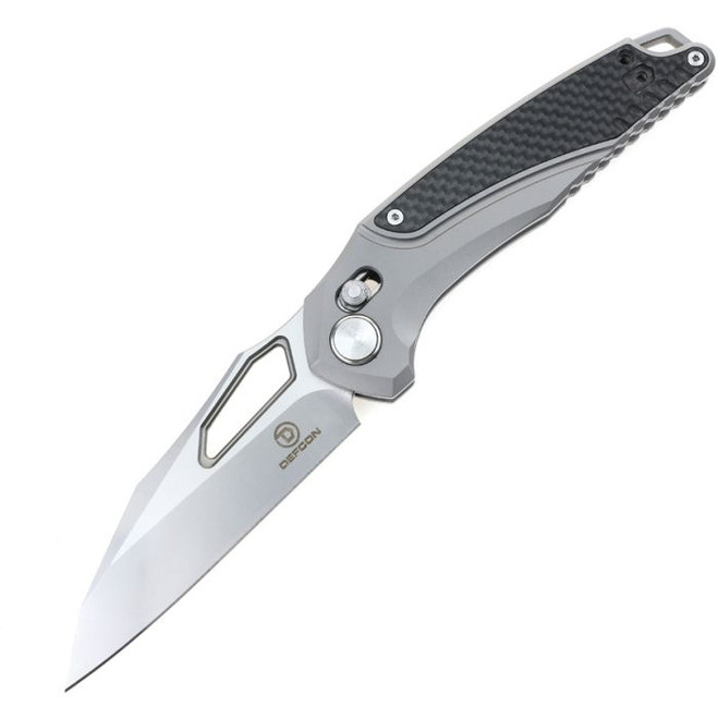 Defcon Recon Folding Knife Gray Titanium/Carbon Fiber Handle M390 Plain Edge Satin Finish TF9132