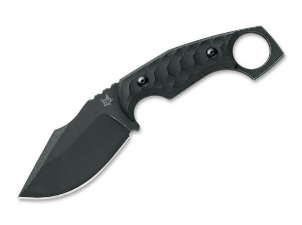 Fox Monkey Thumper Fixed Blade Knife Black Micarta Handle Niolox Plain Black Blade 02FX742