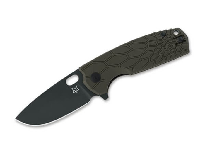Fox Core Olive Folding Knife Black FRN Handle N690 Plain Black Blade 01FX318