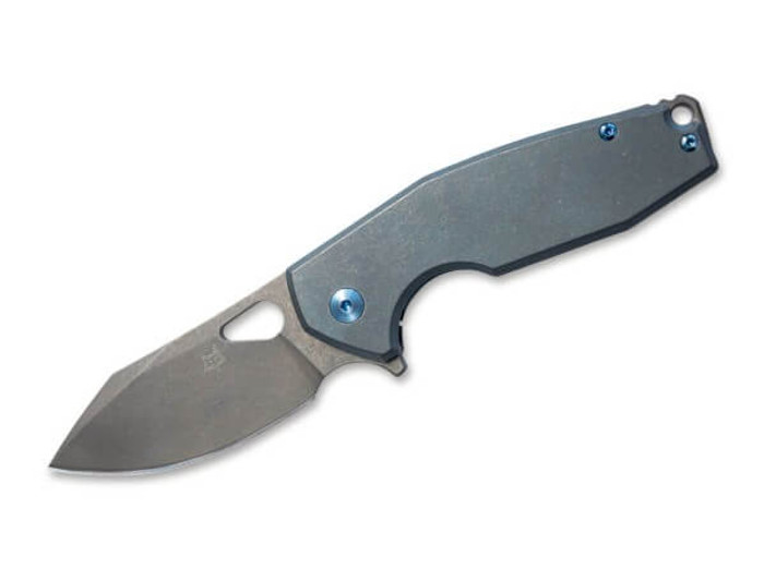 Fox Yaru Folding Knife Blue Titanium Handle S90V Plain Edge 01FX901