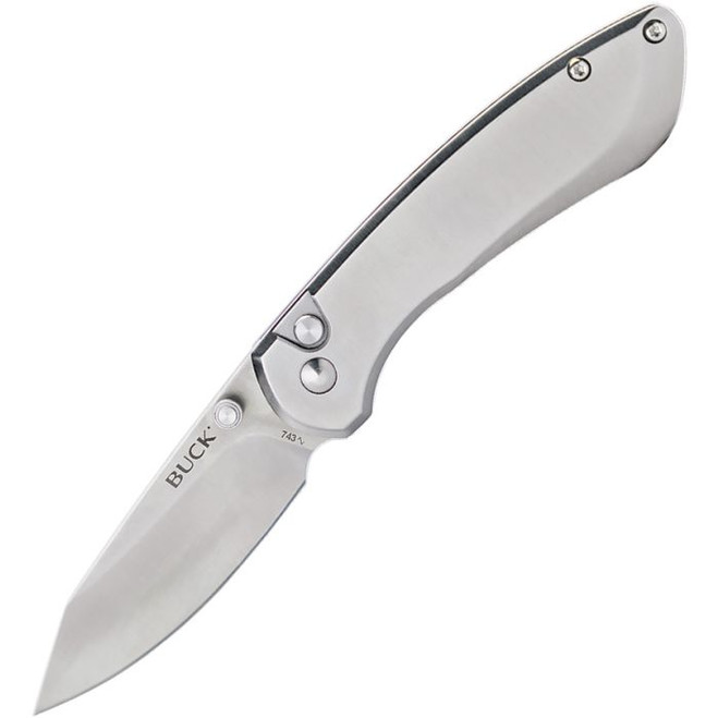 Buck Mini Sovereign Button Lock Folding Knife Stainless Handle/Blade Satin Finish 0743SSS
