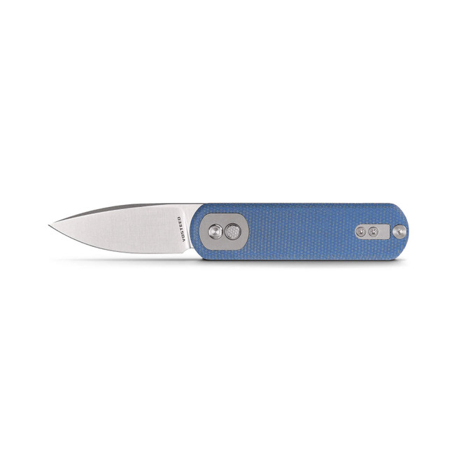 Vosteed Corgi Pup Folding Knife Blue Micarta Handle 14C28N Drop Point Plain Edge A0717