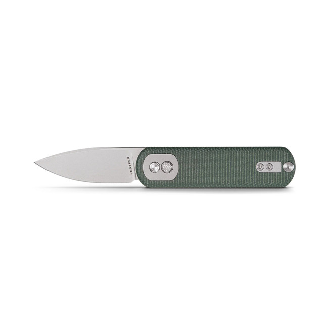Vosteed Corgi Pup Folding Knife Green Micarta Handle 14C28N Drop Point Plain Edge Stonewash Finish A0720