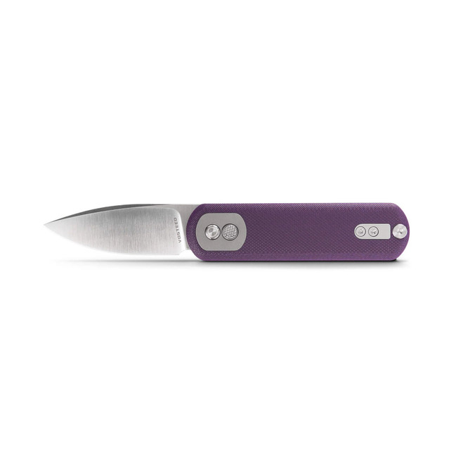 Vosteed Corgi Pup Folding Knife Purple G10 Handle S35VN Drop Point Plain Edge Satin Finish A0724