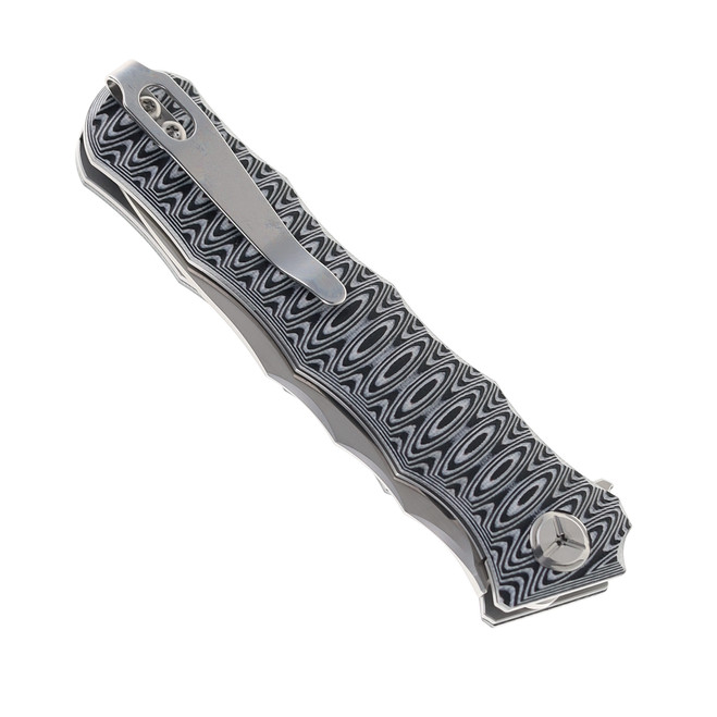 Two Sun Folding Knife Black/White G10 Handle D2 Plain Edge Satin