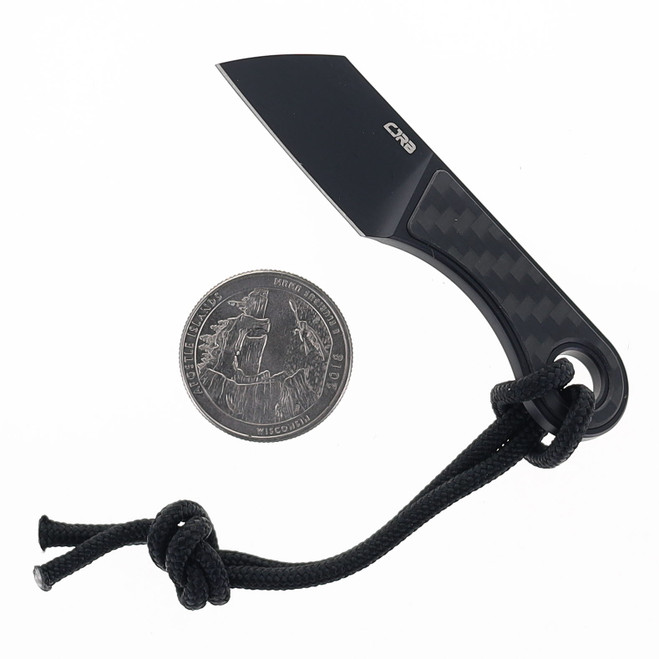 CJRB Chip Fixed Blade Knife Carbon Fiber Handle AR-RPM9 Plain Black Blade J1939-BCF