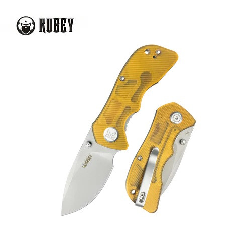 Kubey Karaji Liner Lock Folding Knife Ultem Handle 14C28N Spear