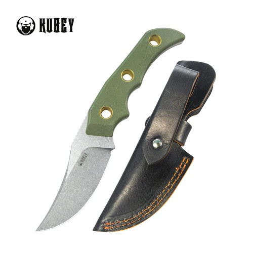 Kubey Blade Hunter Fixed Blade Knife Green G10 Handle 14C28N Clip