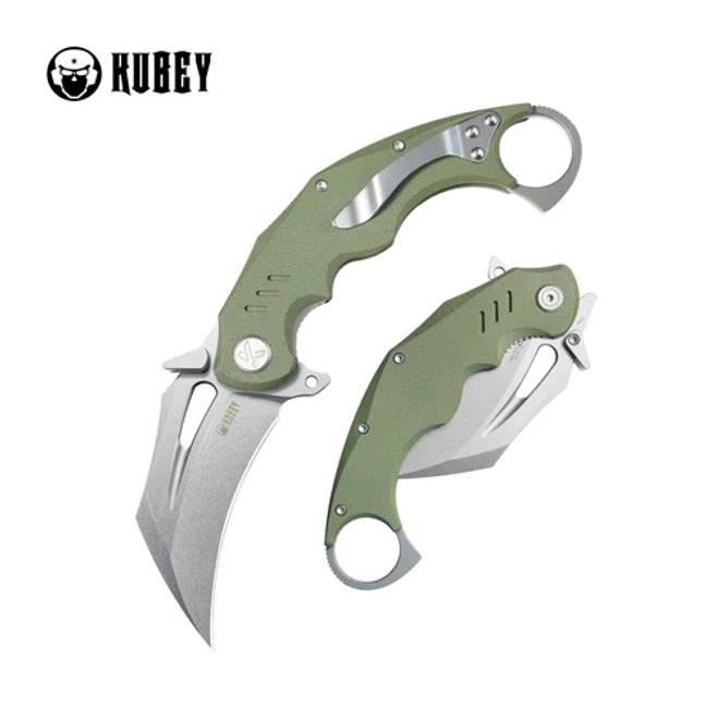 Kubey Wrath Folding Knife Green G10 Handle 14C28N Karambit Plain Edge Beadblast Finish KU261B Kubey Wrath Folding Knife Green G10 Handle 14C28N Karambit Plain Edge Beadblast Finish KU261B