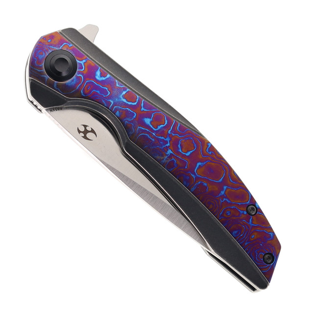 ③ Kansept Accipiter Folding Knife Black Titanium/Timascus Handle