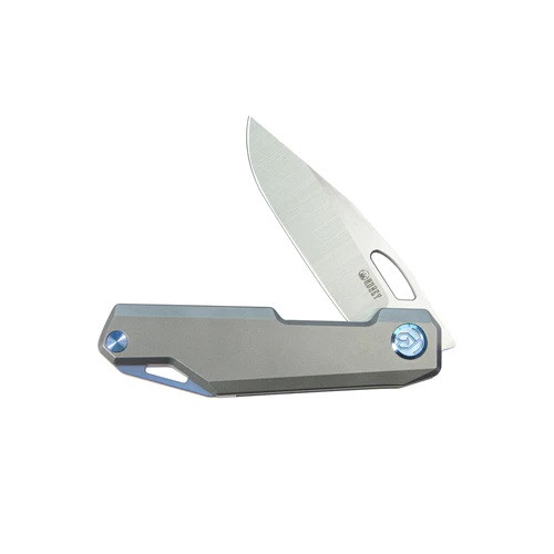Kubey Verijero Folding Knife Grey Titanium Handle 14C28N Plain