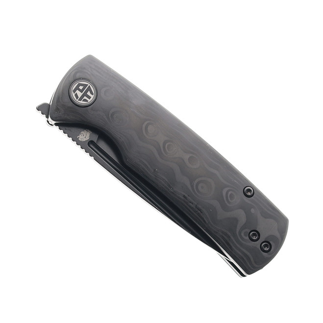 ミミ Petrified Fish Beluga Folding Knife Black G10/Carbon Fiber Handle