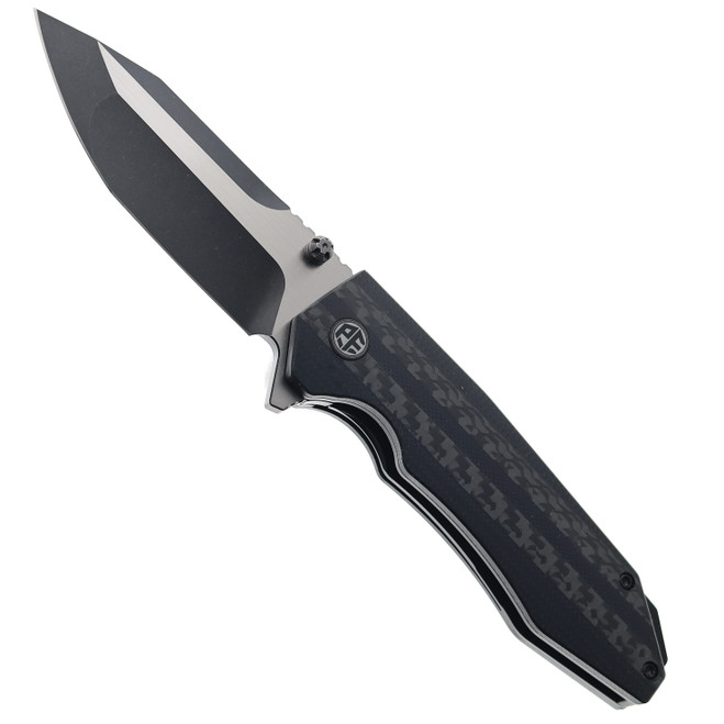 Petrified Fish Mocado Folding Knife Carbon Fiber/Black G10 Handle K110 Plain Edge Black Stonewash Finish P08-CDW