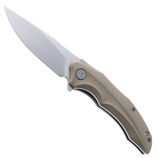 Petrified Fish Hairtail Folding Knife Khaki Micarta Handle K110 Plain Edge Stonewash Finish P10-KMW