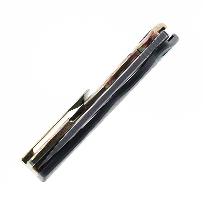 Two Sun Folding Knife Carbon Fiber/Color Titanium Handle