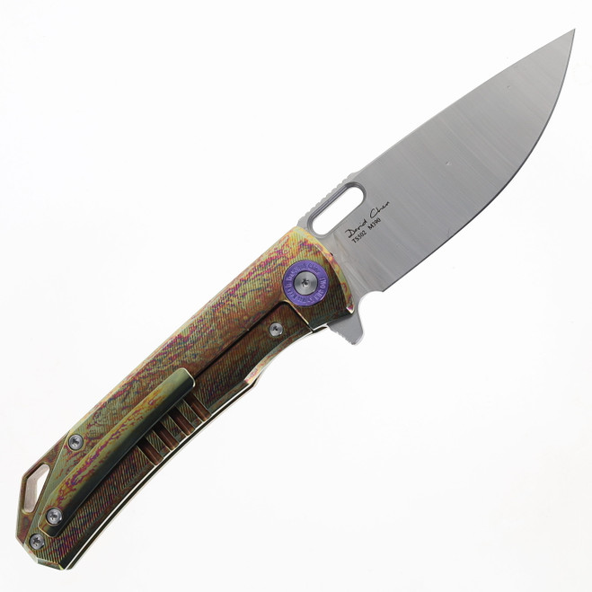 Two Sun Folding Knife Carbon Fiber/Color Titanium Handle M390