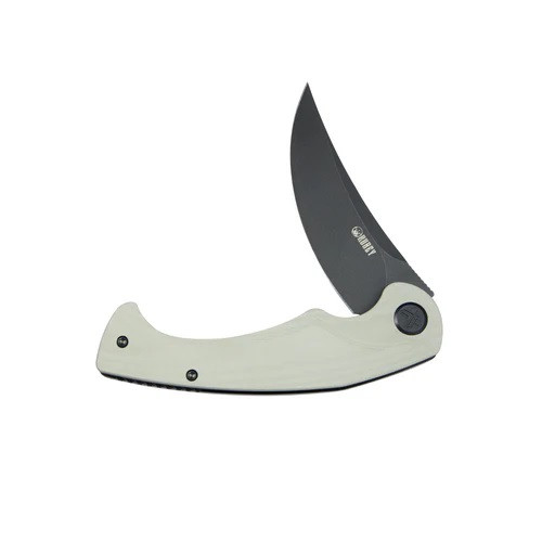 Kubey Scimitar Liner Lock Folding Knife White G10 Handle 14C28N