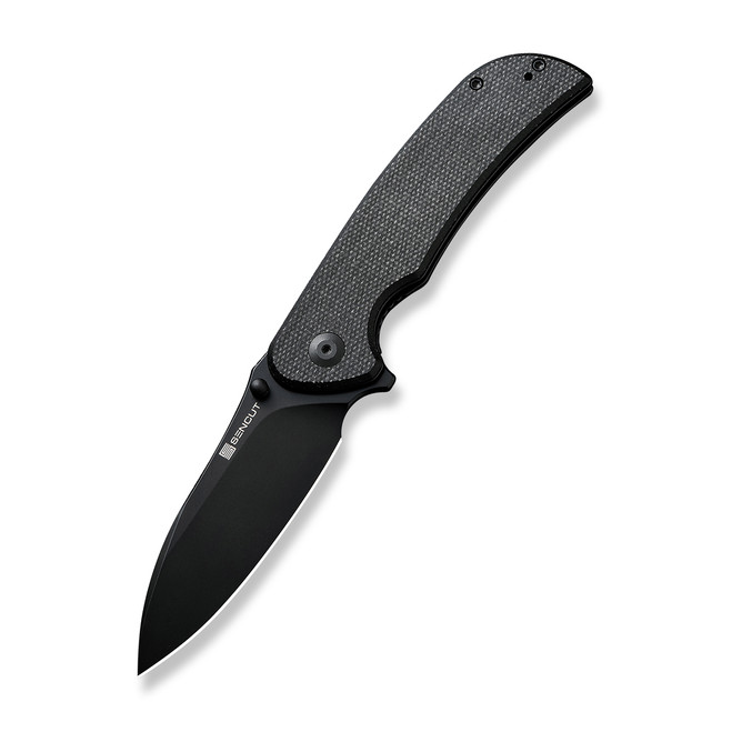 Sencut Borzam Folding Knife Black Canvas Micarta Handle 9Cr18MoV Drop Point Plain Black Blade S23077-3 Sencut Borzam Folding Knife Black Canvas Micarta Handle 9Cr18MoV Drop Point Plain Black Blade S23077-3