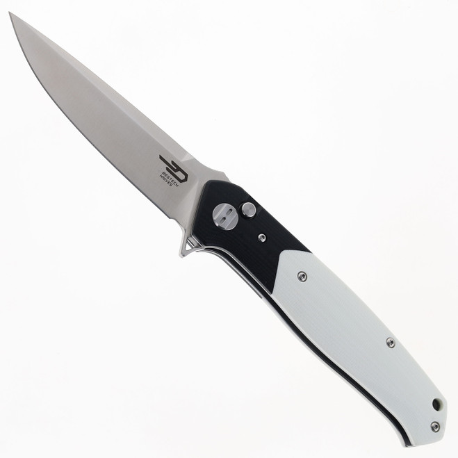 Bestech Swordfish Folding Knife Black/White G10 Handle 14C28N Plain Edge Satin Finish BG62B