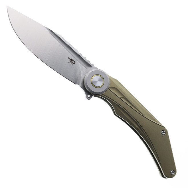 Bestech Seraph Folding Knife Bronze Titanium Handle M390 Plain Edge Satin/Flat Satin Finish BT2403B