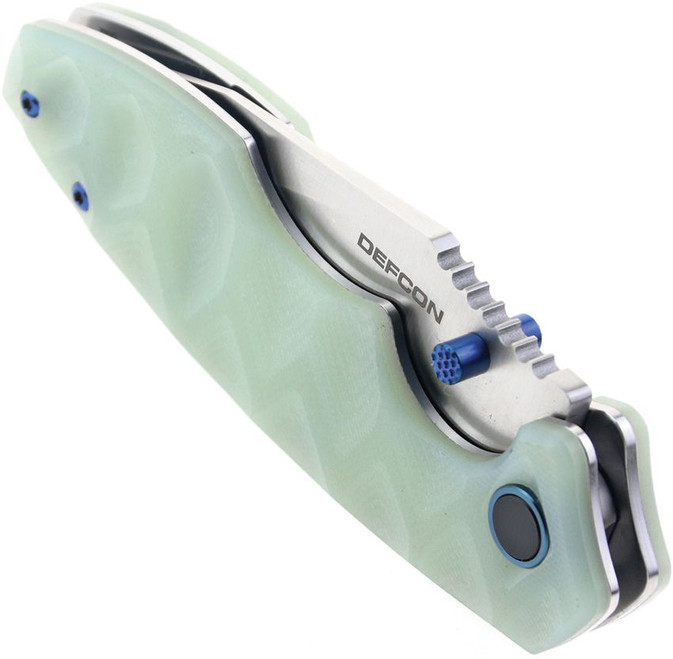 Defcon Liner Lock Folding Knife Jade Sculpted G10 Handle