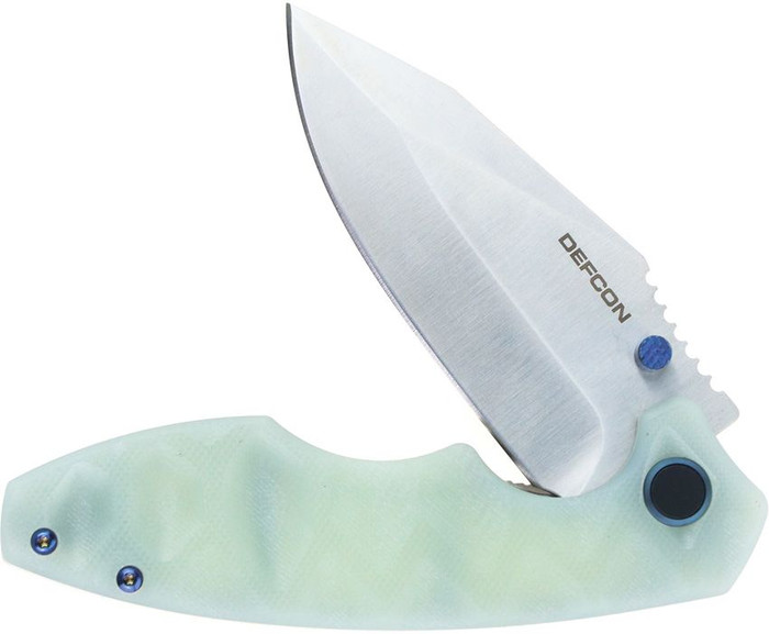 Defcon Liner Lock Folding Knife Jade Sculpted G10 Handle