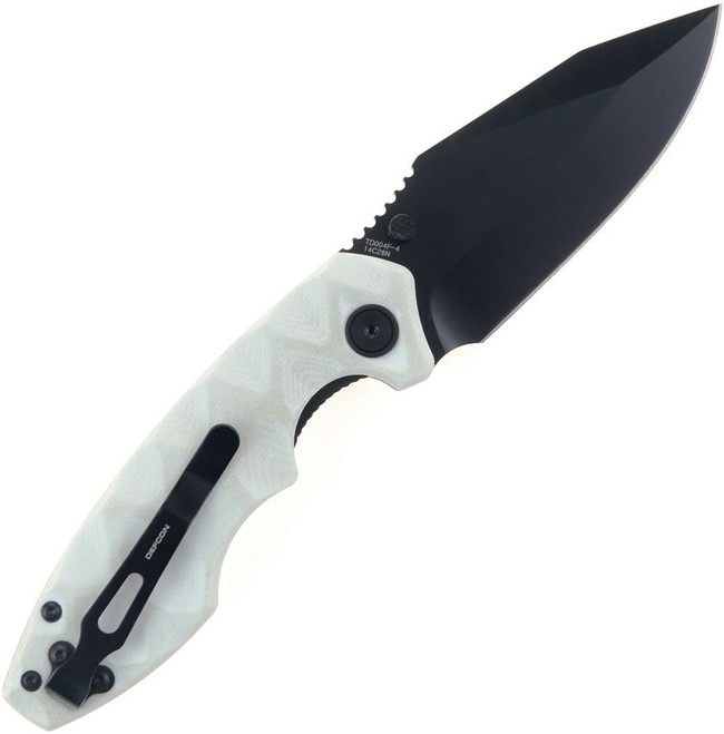 Defcon Liner Lock Folding Knife Jade Sculpted G10 Handle 14C28N