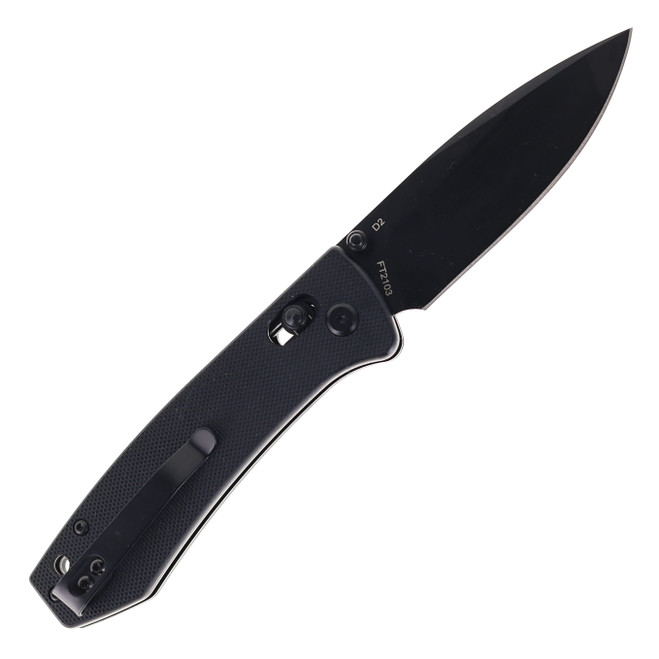 FREE TIGER FOLDING KNIFE BLACK G10 HANDLE BLACK BLADE D2 PLAIN
