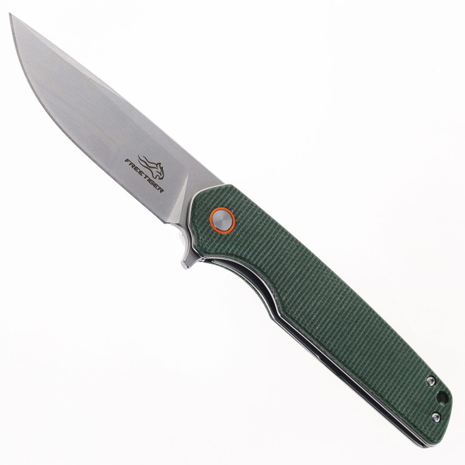 FREE TIGER FOLDING KNIFE GREEN MICARTA HANDLE D2 PLAIN EDGE 961-GR