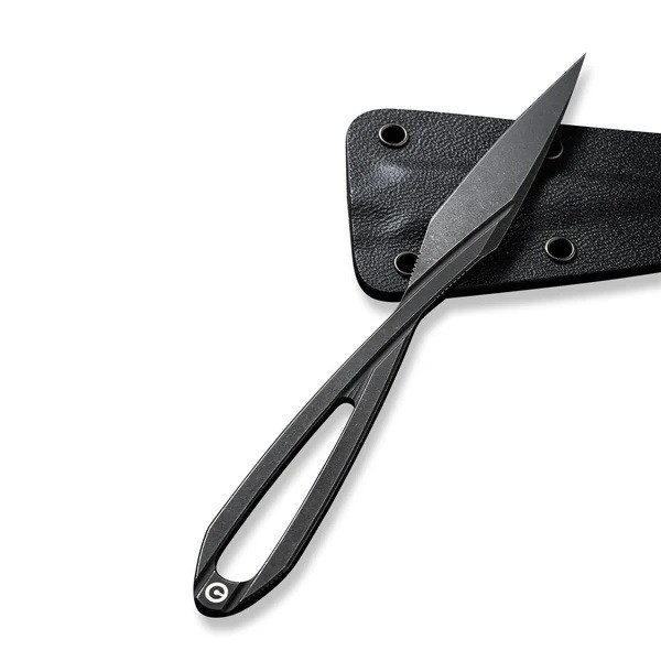 CIVIVI D-Art Fixed Blade Neck Knife Black Stonewash Handle D2