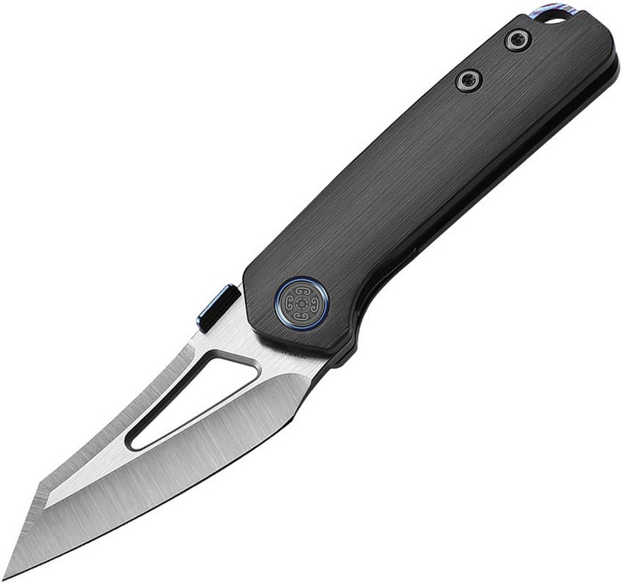 Cavol Denka Linerlock Folding Knife Black Titanium Handle M390 Plain Edge Satin Finish CVLC02DS