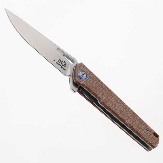 FreeTiger  FOLDING KNIFE BROWN MICARTA HANDLE D2 PLAIN EDGE 921-BR