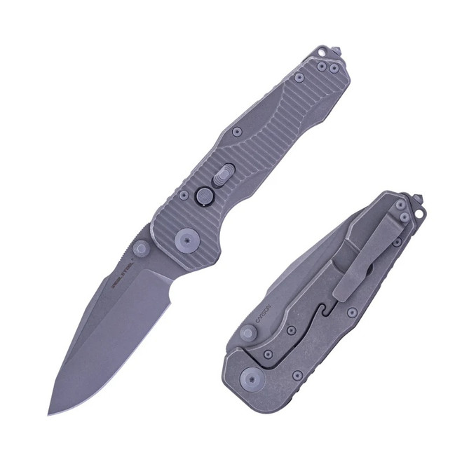 Real Steel Evolution  Frame Lock Folding Knife Gray Titanium Handle S35VN Drop Point Plain Edge 9911