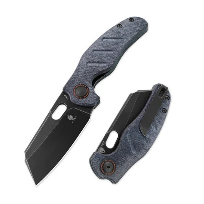 Kizer C01C Folding Knife Denim Micarta Handle 154CM Sheepsfoot Plain Black Blade V4488C5