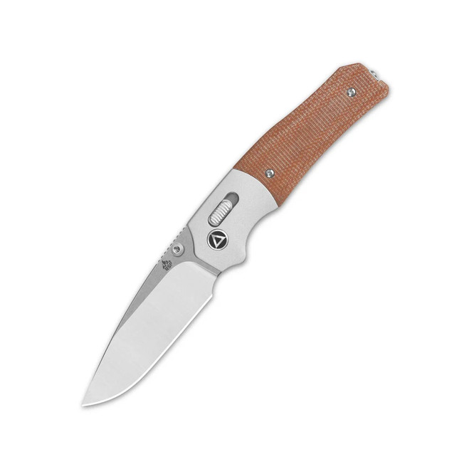 QSP Vault GlydeLock Folding Knife Tan Micarta Handle 14C28N Plain Edge Satin Finish QS157-C1
