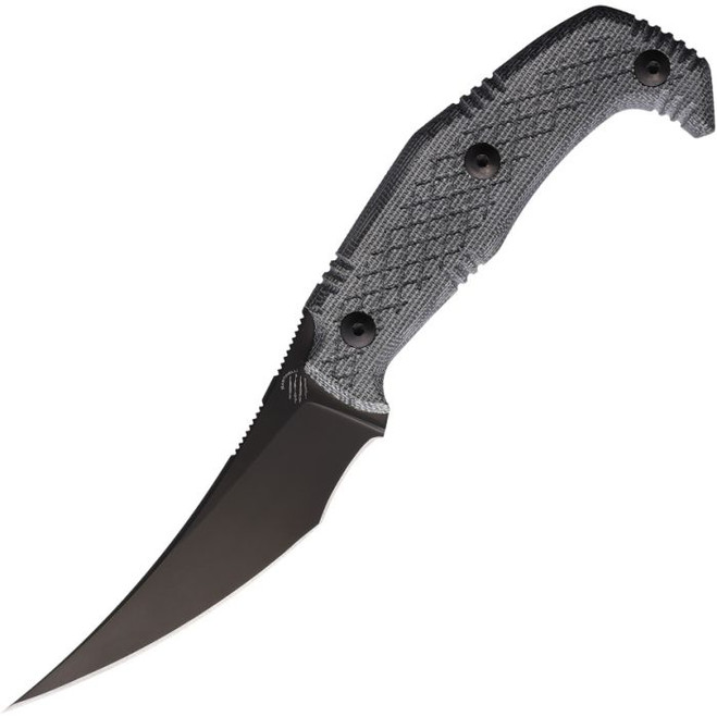 Bastinelli Creations Yummy Fixed Blade Knife Black Canvas Micarta Handle M390 Plain Black Blade BAS260