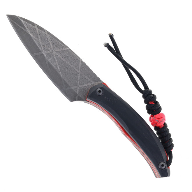 Max Tkachuk Custom Beshket Scandi Drop Point Fixed Blade Knife Black/Red G10 Black Kydex Sheath Max Tkachuk Custom Beshket Scandi Drop Point Fixed Blade Knife Black/Red G10 Black Kydex Sheath