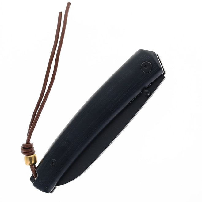 、 Petrified Fish Folding Knife Black G10 Handle 12C27 Plain